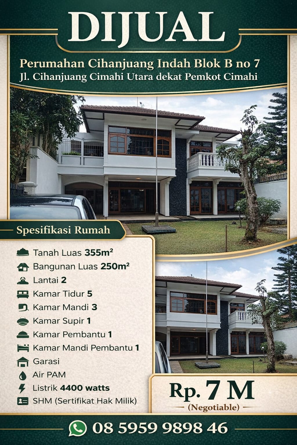 Rumah Dijual di Perumahan Cihanjuang Indah Cimahi Utara