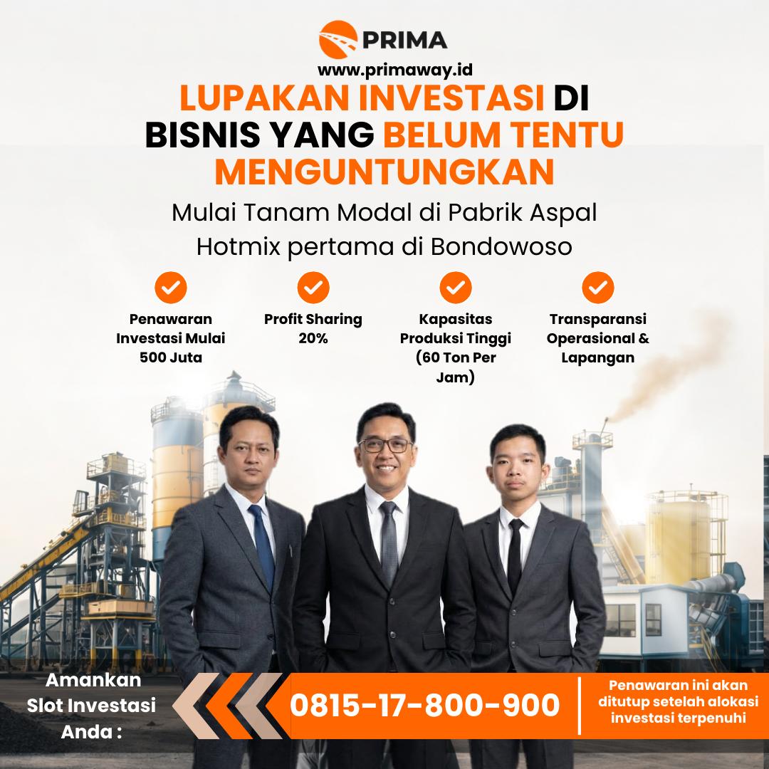 TERTARIK JADI PEMILIK PABRIK ASPAL HOTMIX?

Kami membuka peluang investasi untuk...