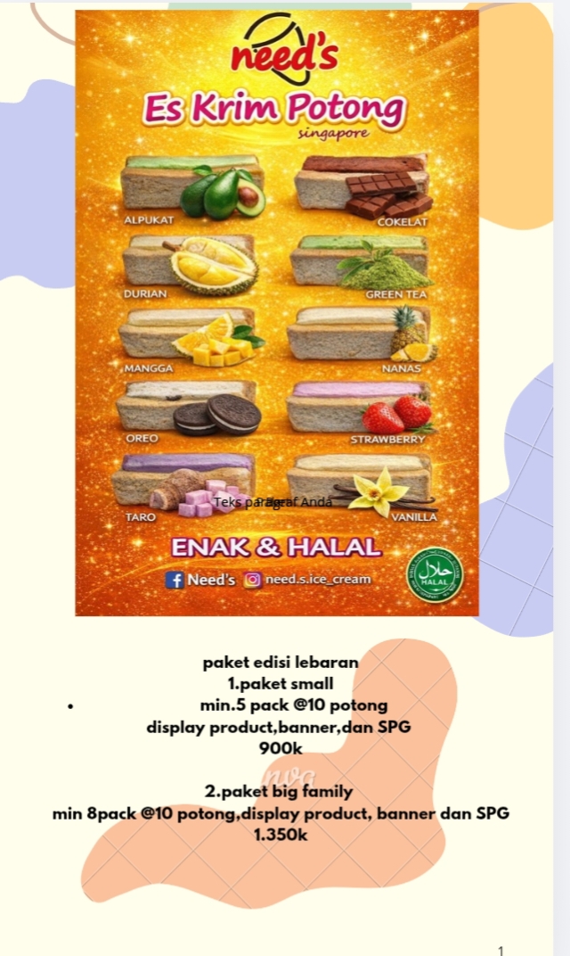 Need's Es Krim Potong Singapore - Paket Edisi Lebaran