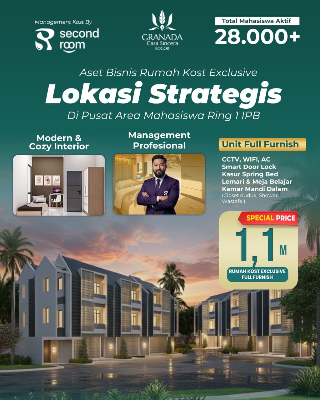 Rumah Kost Eksklusif Granada Casa Sincera - Ring 1 IPB Bogor