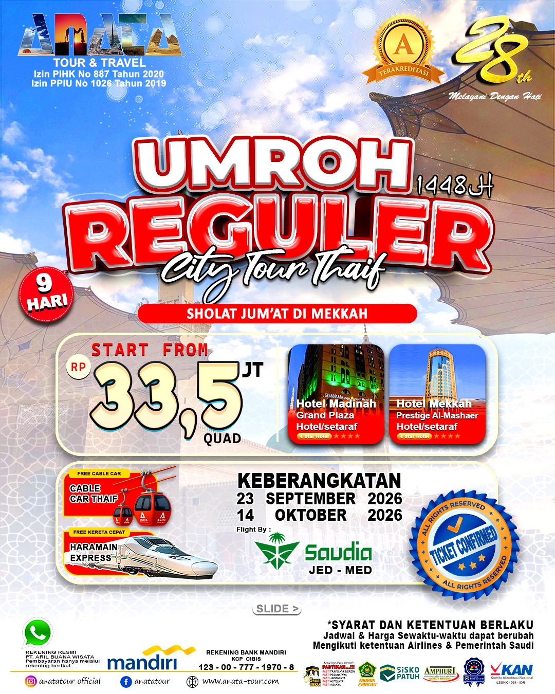 Umroh Reguler 1448 H - ANATA TOUR & TRAVEL
