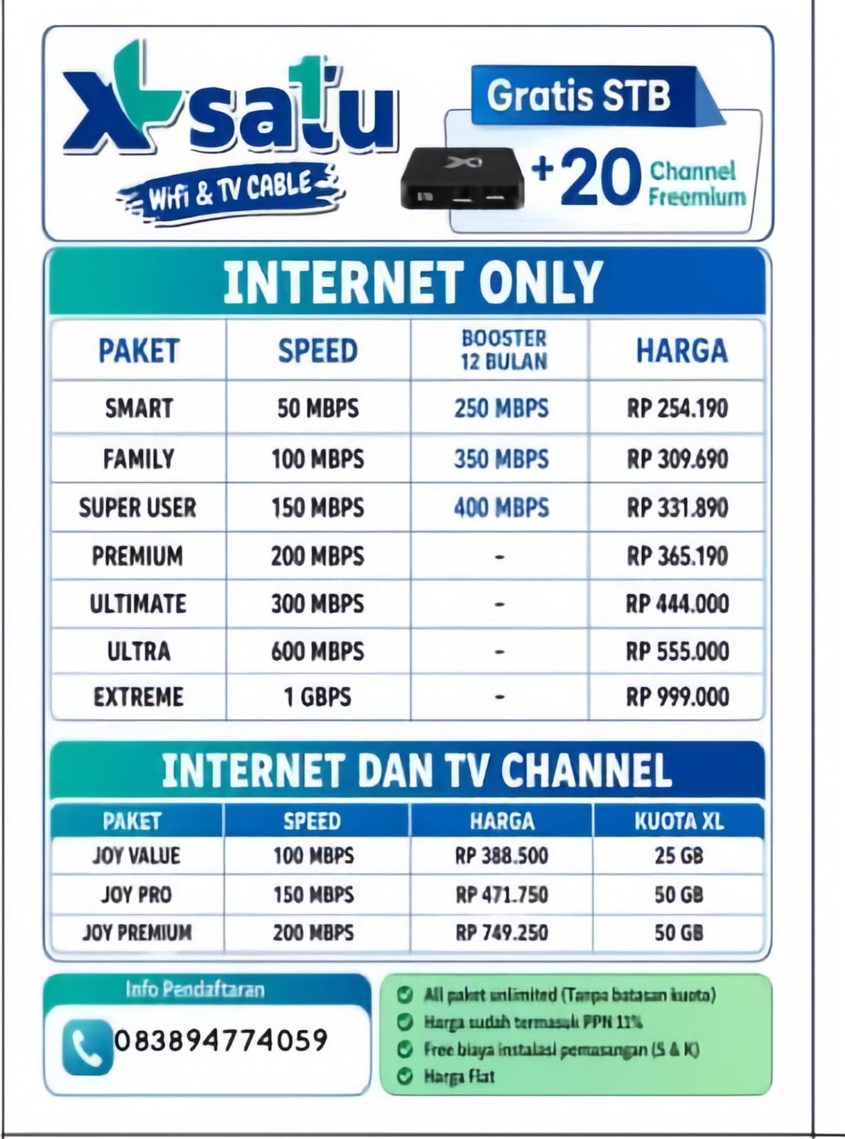 XL Satu Wifi & TV Cable