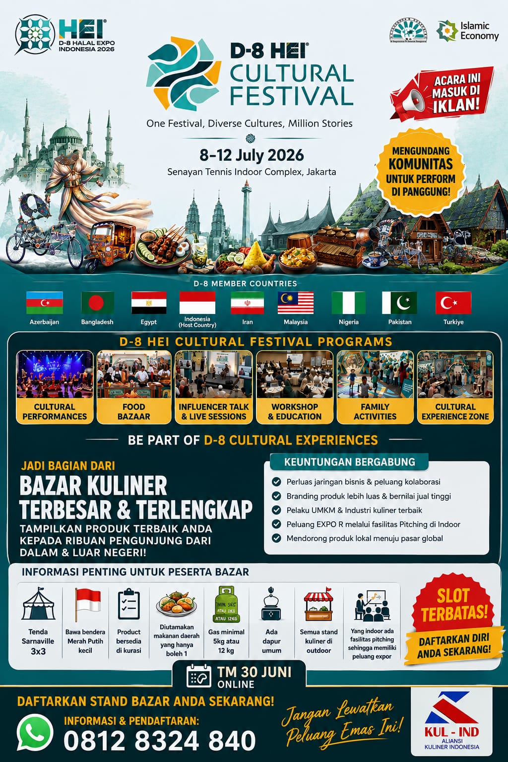 D-8 HEI Cultural Festival 2026: Raih Peluang Bazaar Kuliner & Tampil di Panggung Jakarta!