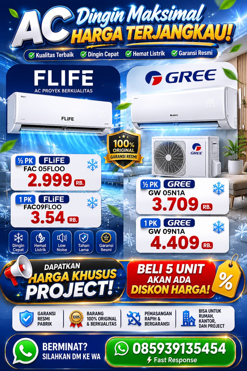 Promo AC FLIFE & GREE: Dingin Maksimal Harga Terjangkau!