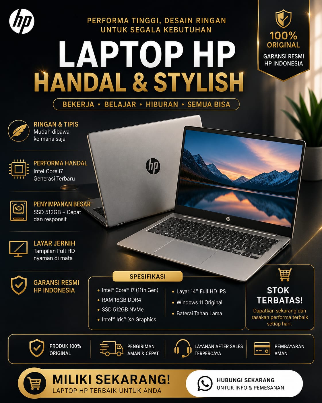 DIJUAL LAPTOP HP — HANDAL, RINGAN & STYLISH!