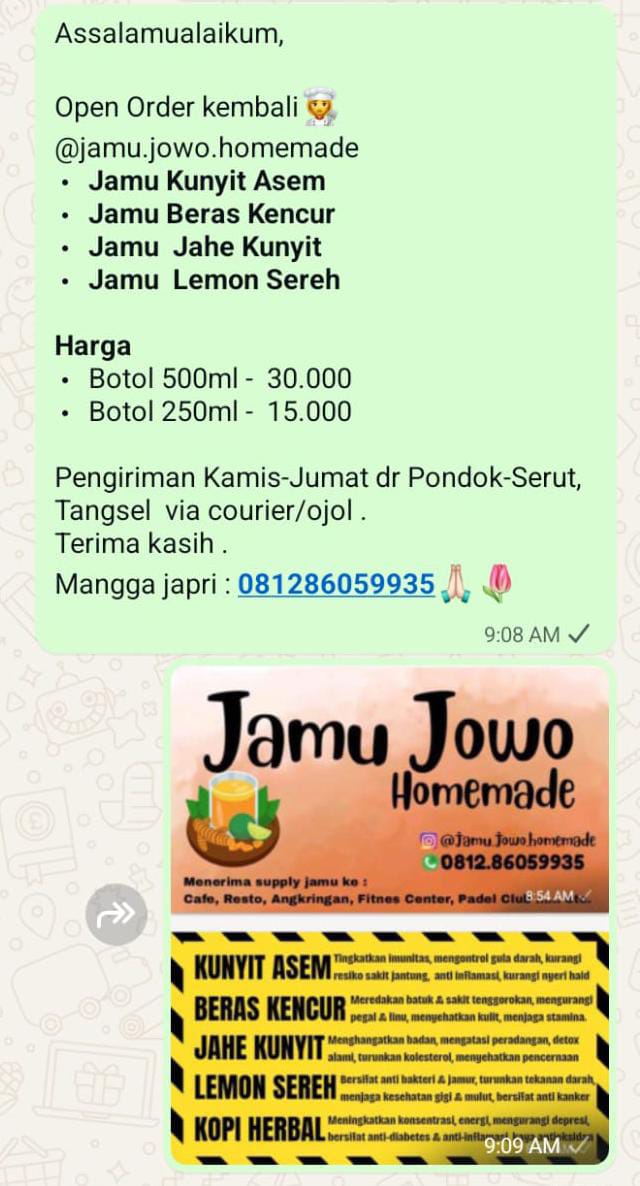 Jamu Jowo Homemade - Berbagai Varian Jamu Tradisional